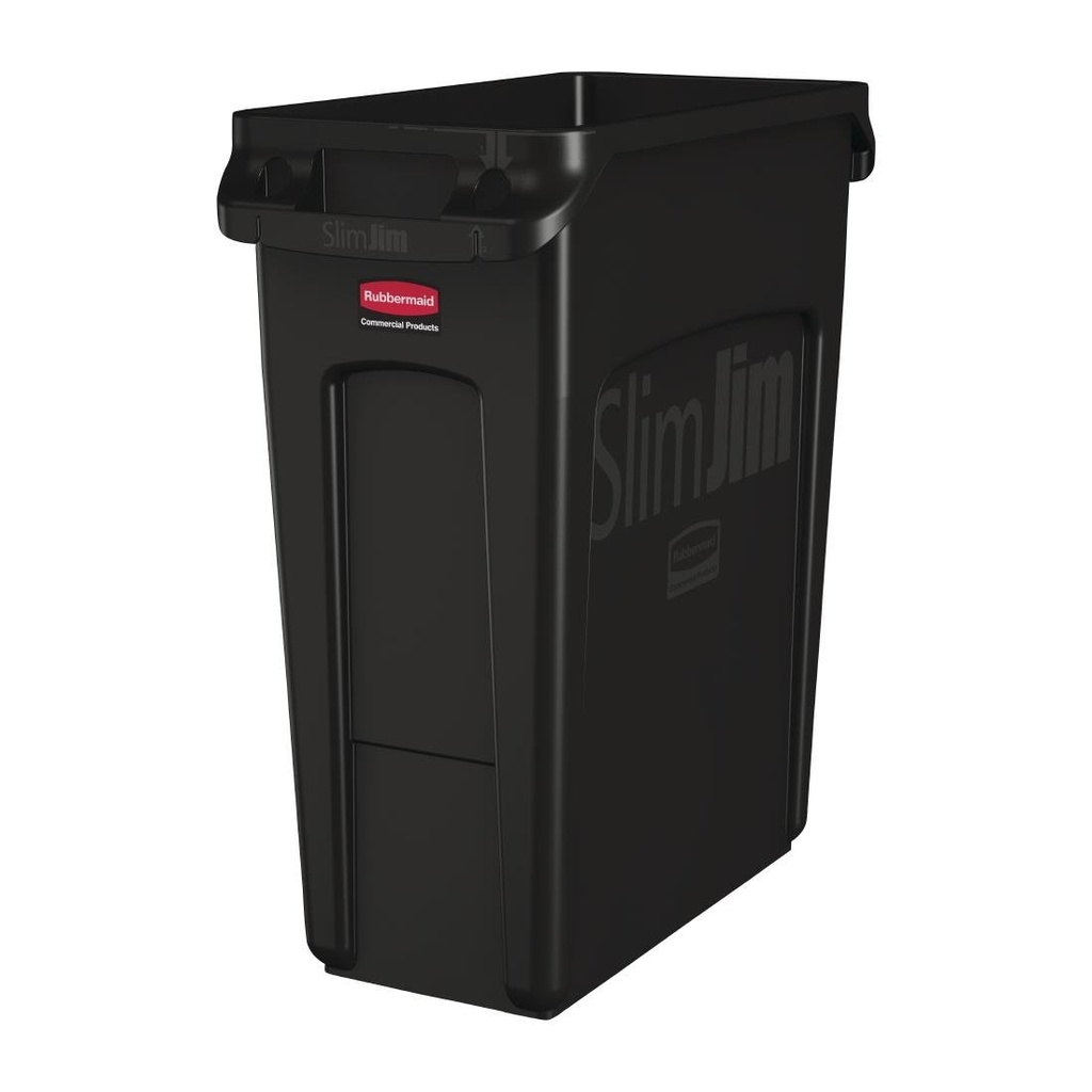 Rubbermaid Slim Jim afvalbak met ventilatiekanalen zwart 60L