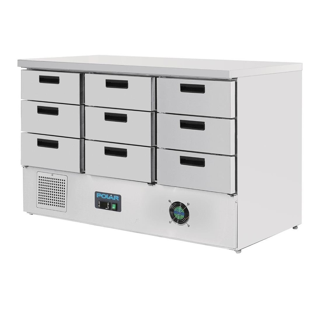 Polar G-serie koelwerkbank met 9 lades 368L