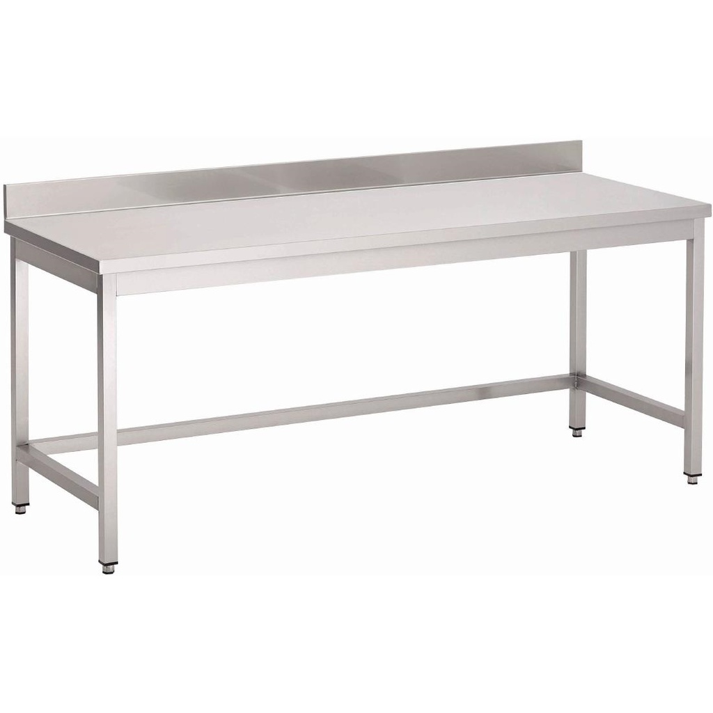 Gastro M RVS werktafel zonder onderblad met achteropstand 85x70x70cm