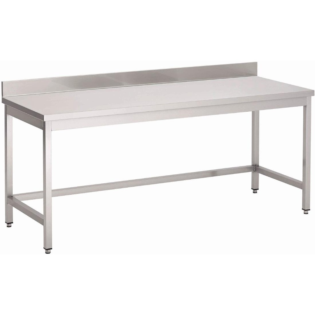 Gastro M RVS werktafel zonder onderblad met achteropstand 85x100x70cm