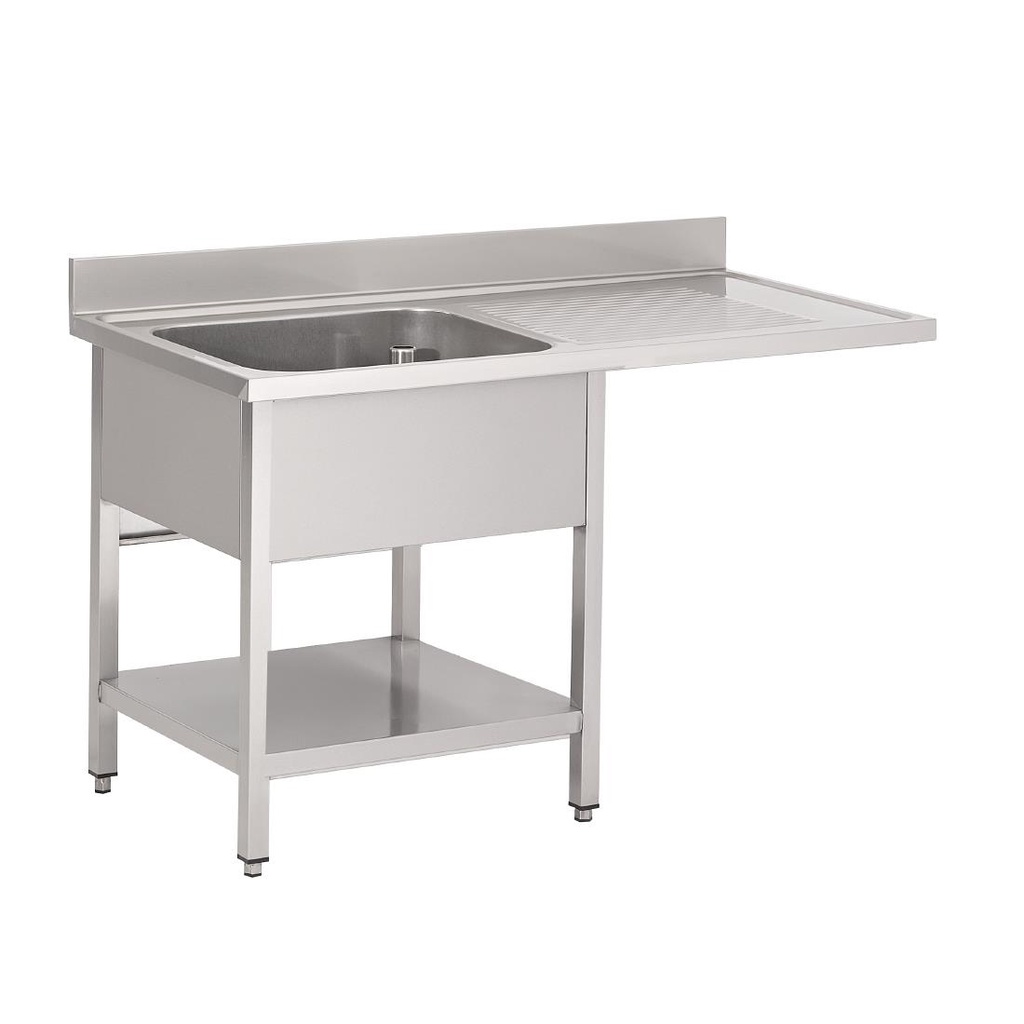 Gastro M RVS spoeltafel met ruimte voor vaatwasser 120x70x85cm