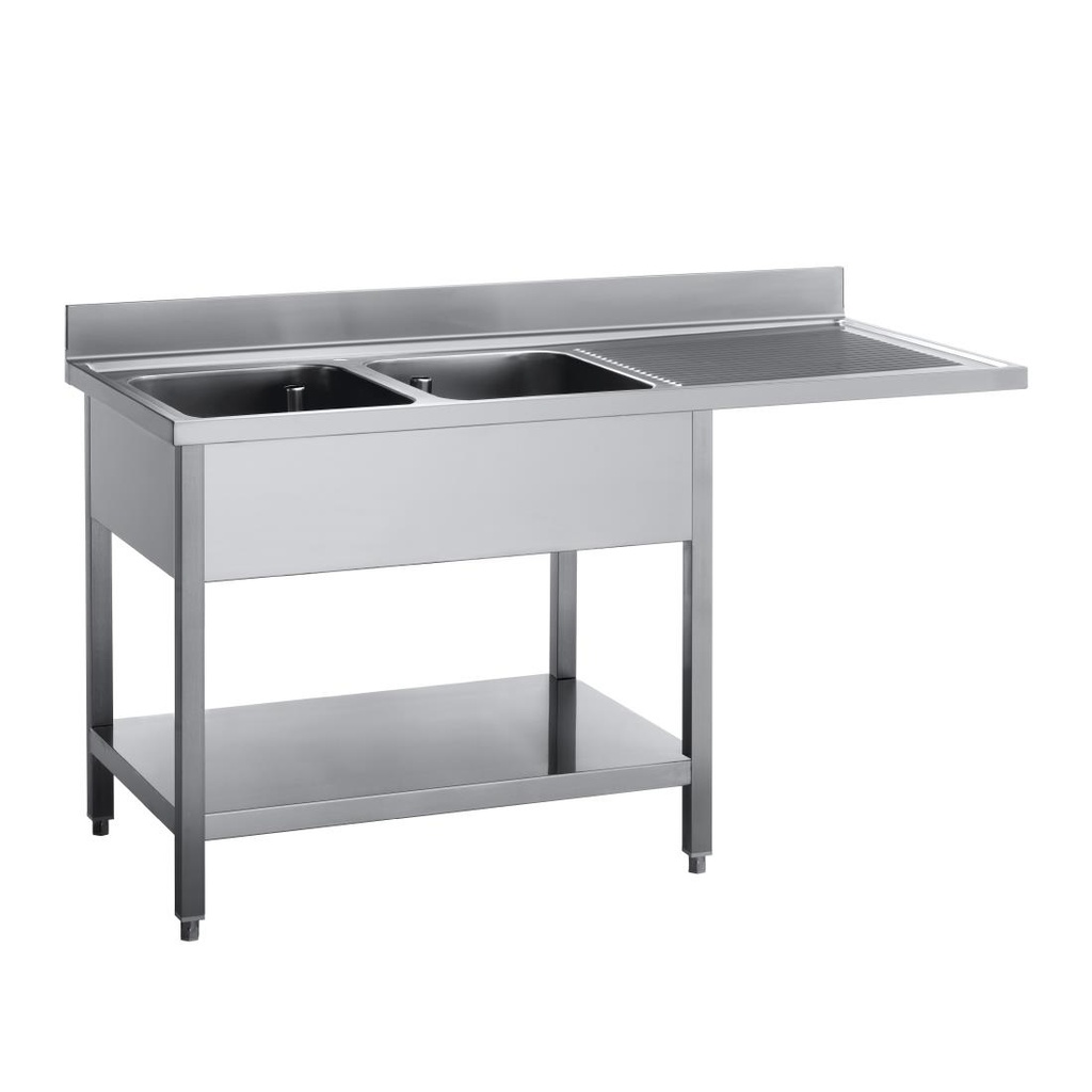 Gastro M RVS spoeltafel met ruimte voor vaatwasser 160x70x85cm