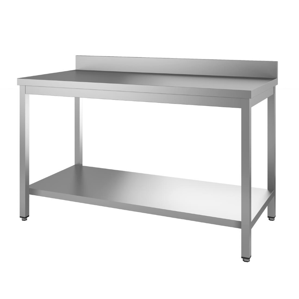 Gastro M RVS werktafel met onderblad en achteropstand 85x70x70cm