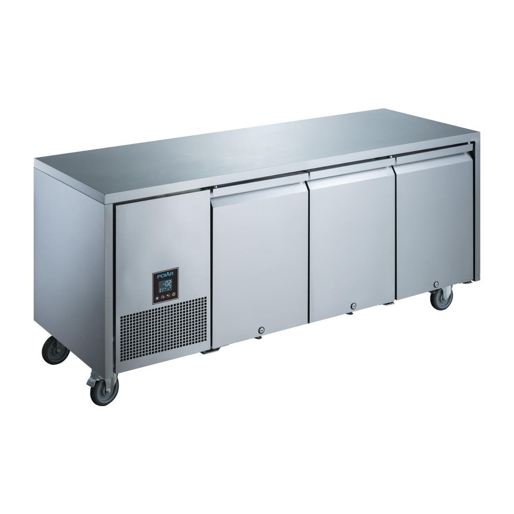 Polar U-serie driedeurs koelwerkbank 420L