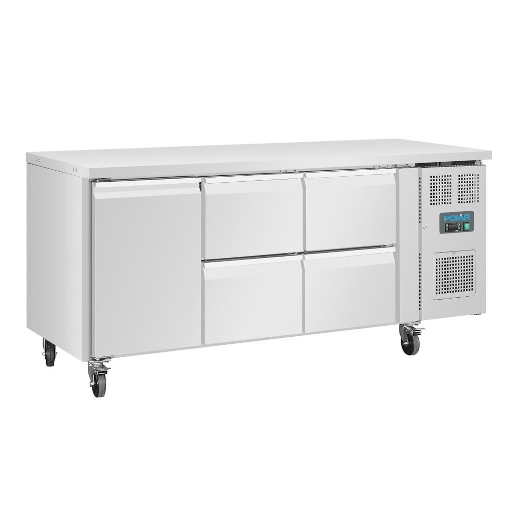 Polar U-serie koelwerkbank 1 deur 4 lades 358L