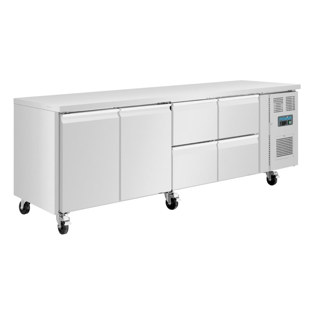 Polar U-serie koelwerkbank 2 deuren 4 lades 476L