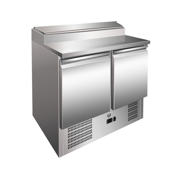 Gastro-Inox RVS saladette met 2 deuren & 5x GN1/6 prepareer unit, geforceerd gekoeld