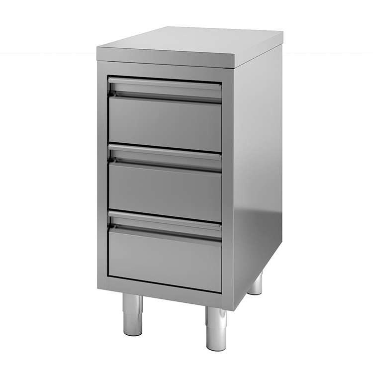 Werktafel van roestvrijstaal met 3 lades, 400(l)x700(d)x880(h)mm