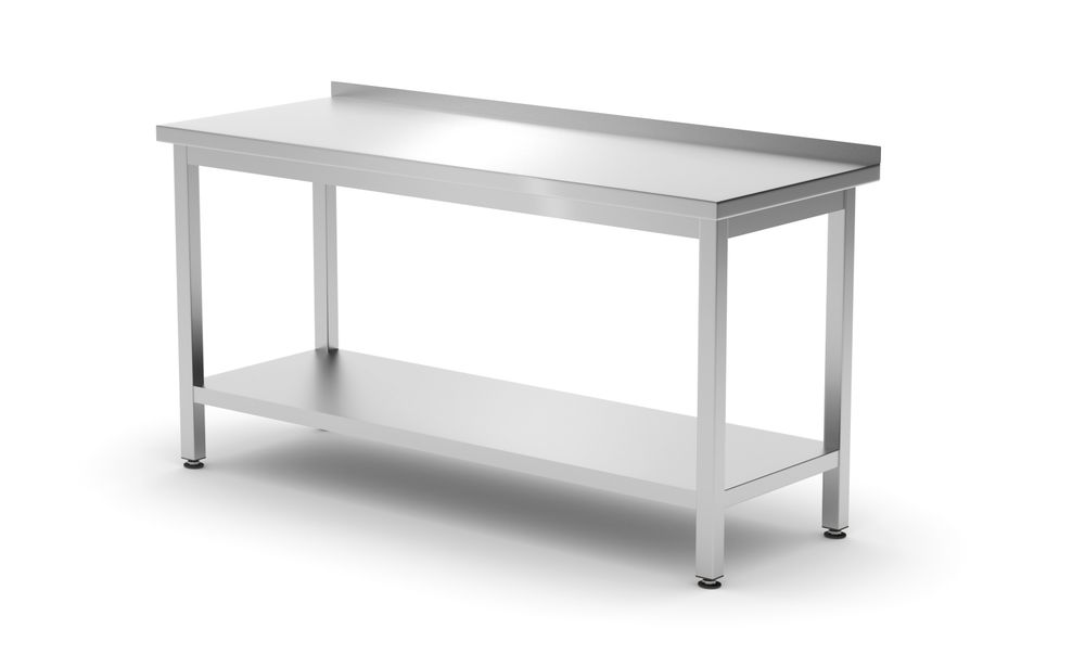 HENDI Muurwerktafel met opstaande rand en schap - 600 mm diep 811498