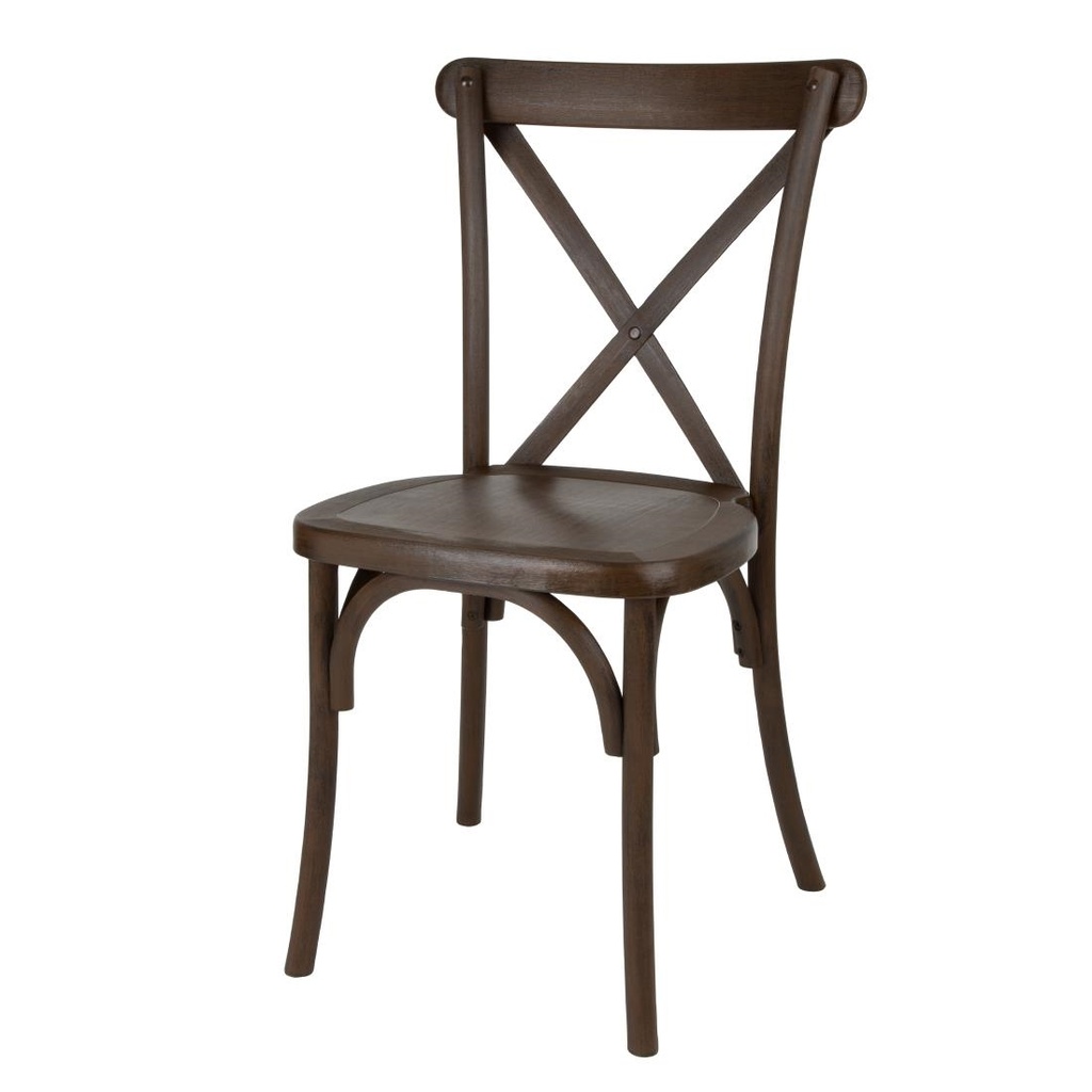 Bolero Manhattan Cross-Back Harsstoelen Donker Hout Effect (Set Van 4)