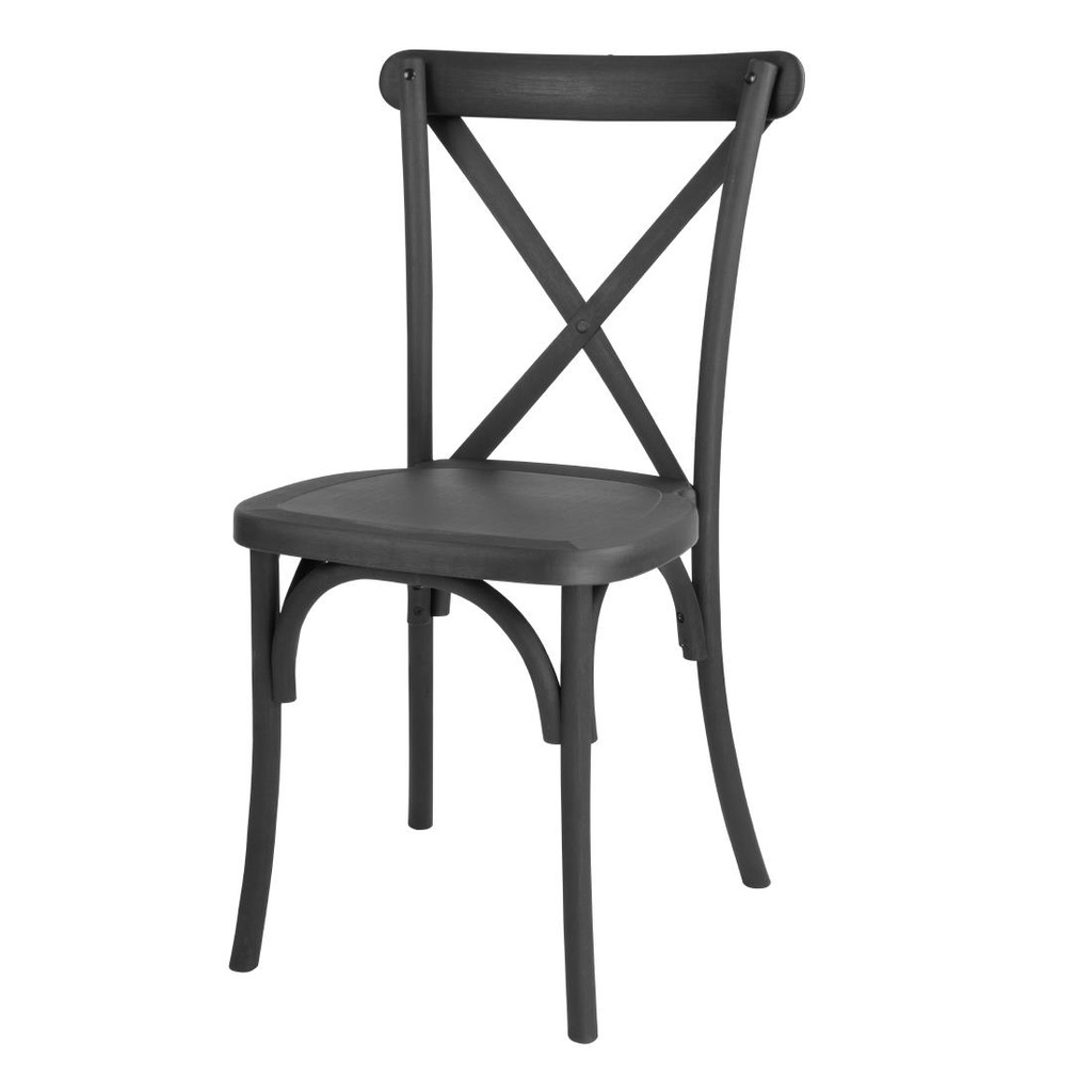 Bolero Manhattan Cross-Back Kunststof Stoelen Zwart (Set Van 4)