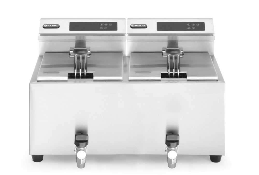 HENDI Friteuse Profi Line met aftapkraan digitaal - 2 x 8 l 207376