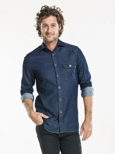 Blouse / shirt Chaud Devant - Men Blue Denim Stretch