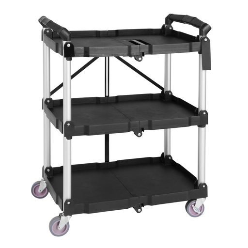 [CK113] Vogue 3-Laags Opvouwbare Trolley Zwart Klein