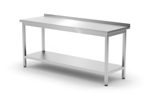 [811504] HENDI Muurwerktafel met opstaande rand en schap - 600 mm diep 811504