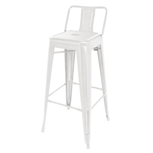 [DL890] Bolero Bistro Stalen Hoge Kruk Met Rugleuning Wit (4 Stuks)