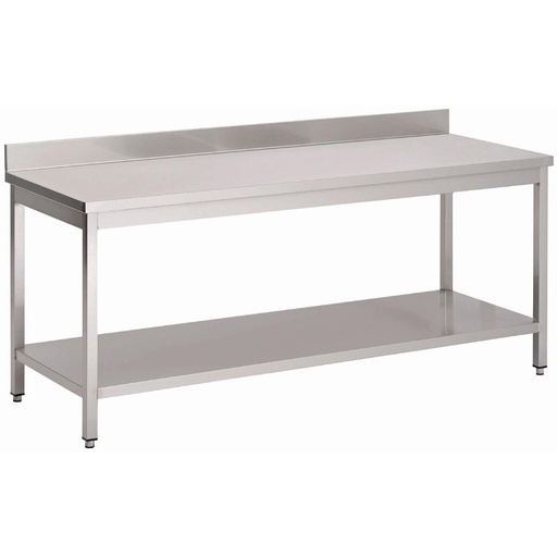 [GN130] Gastro M RVS werktafel met onderblad en achteropstand 88x70x70cm