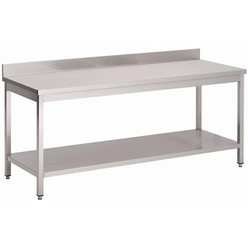 [GN134] Gastro M RVS werktafel met onderblad en achteropstand 88x150x70cm