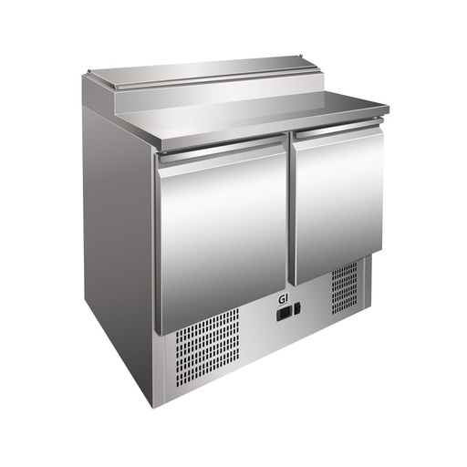 [202005] Gastro-Inox RVS saladette met 2 deuren & 5x GN1/6 prepareer unit, geforceerd gekoeld