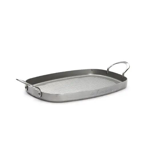 Grillplaat / grillpan plaatstaal - 38x26 cm - Mineral B - De Buyer